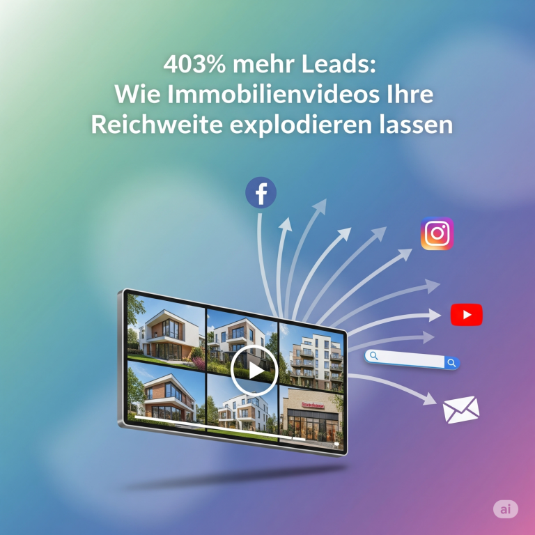 Grafik über Immobilienvideos und deren Auswirkungen auf die Reichweite in sozialen Medien.